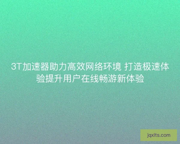 3T加速器助力高效网络环境 打造极速体验提升用户在线畅游新体验